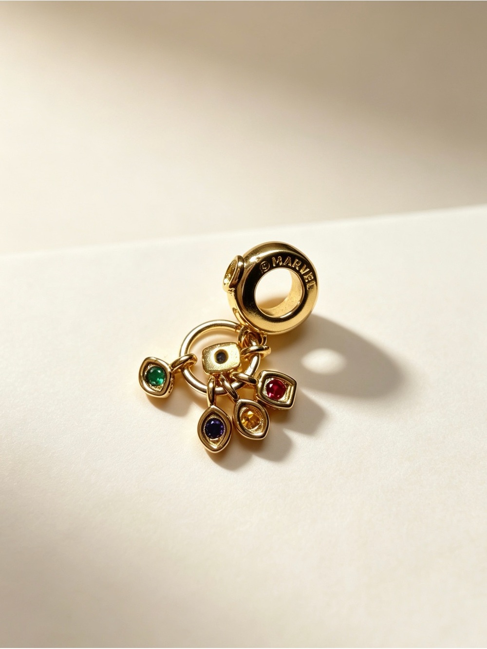 Pandora Marvel Avengers Infinity Stones Dangle Charm Gold Plated